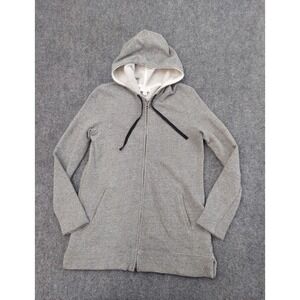J Jill Jacket Womens XS Gray Full Zip Hooded Double Zipper Pockets Slit‎ Hem